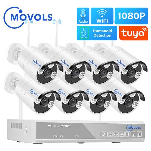 MOVOLS H.265 2MP Wireless CCTV System 8CH Tuya Zigbee NVR 8PCS 1080P Outdoor WIFI Security Camera Audio Surveillance System Set ► Photo 1/6