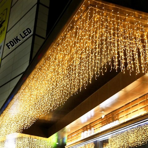 5M Christmas Garland LED Curtain Icicle String Lights Droop 0.4-0.6m AC 220V Garden Street Outdoor Decorative Holiday Light ► Photo 1/6