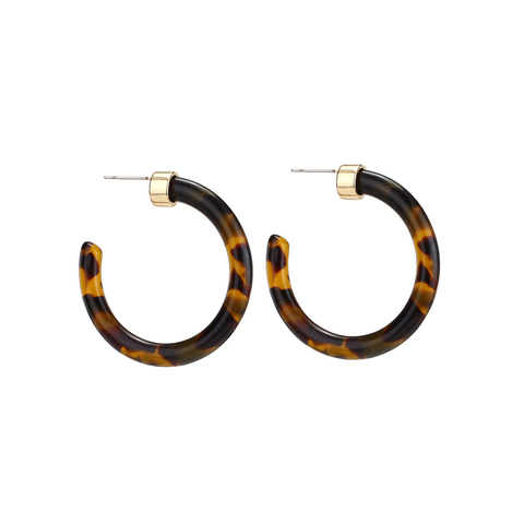 2022 New Fashion Acrylic Resin Circle Hoop Earring For Women Vintage Gold Metal Ear Tortoiseshell Round Earring Hoops ► Photo 1/3