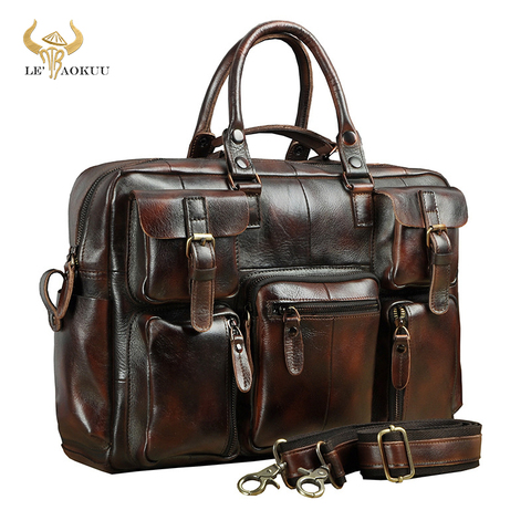 Original leather Men Fashion Handbag Business Briefcase Commercia Document Laptop Case Design Male Attache Portfolio Bag 3061-bu ► Photo 1/6