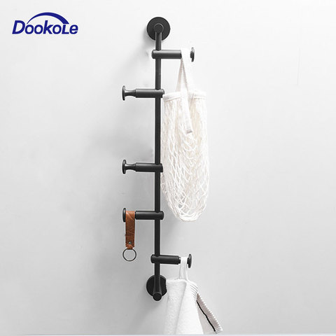 Black Coat Rack Free Adjustment, Solid Brass Coat Hooks with 3/4/5/6 Hooks for Hats, Scarves, Clothes Handbags ► Photo 1/5