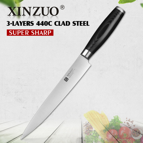 XINZUO 8 inch Cleaver Knife High Carbon 3 Layers 440C Clad Stainless Steel Kitchen Knives with Micarta Handle Chef Knife Kitchen ► Photo 1/6