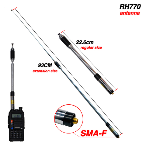 RH770 Gain Antenna Dual-Band Telescopic Antenna Two Way Radio Antenna For BAOFENG UV-9R Plus UV5R UV82 BF888S Walkie Talkie ► Photo 1/1