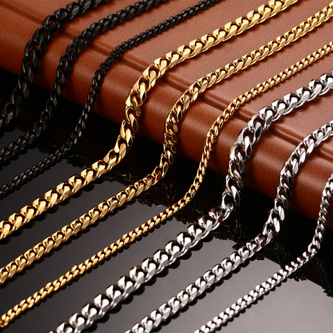 3MM 5MM 7MMCuban Link Chain Stainless Steel  Necklace Gold Filled  Tone Punk Hip Hop Men 's Jewelry USENSET ► Photo 1/6