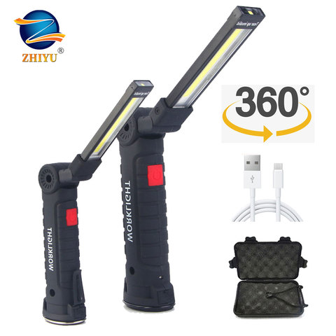 ZHIYU 5 Modes COB Working Flashlight LED Torch Vehicle Repairing Lamps USB Rechargeable Magnetic 360 rotating Portable Lights ► Photo 1/6