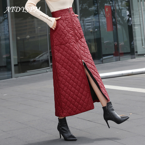 2022 autumn winter down cotton one piece zipper warm skirts women fashion high waist A-line skirt plus size 5XL Falda De Mujer ► Photo 1/6