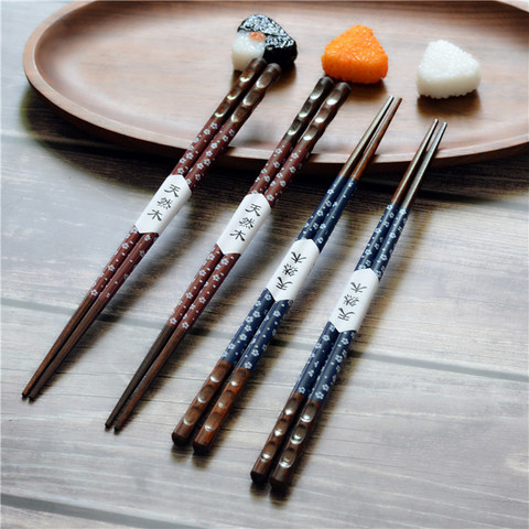 Japanese Sakura Handmade Wood Chopsticks Natural Eco-friendly Wooden Reusable Chopsticks Set Value GiftS Tableware ► Photo 1/6