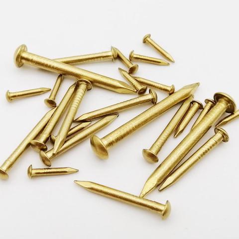 10/100pcs Golden Dia 1.2 1.5 2 2.8mm Pure Copper Small Mini Round Head Nail for Furniture Hinge Drum Jewelry Box Length= 8–50mm ► Photo 1/6
