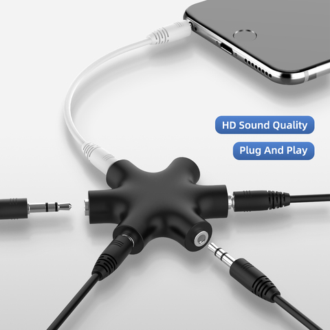 3.5mm Audio Aux Cable Splitter 1 Male to 5 Female Headphone Port 3.5 Jack Share Adapter for Tablet MP3 MP4 Smart Mobile Phone ► Photo 1/6
