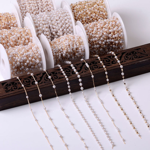 1 meter Beaded Chain Imitation Pearl Chain Copper Necklace Chain Handmade Accessories for Jewelry Making Components Crafts DIY ► Photo 1/6