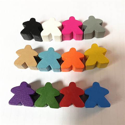 12PCS Wooden Humanoid Pawn Chess Pieces 12 Colors Standard Size 16mm For Meeple Carcassonne Board Game Accessories ► Photo 1/6