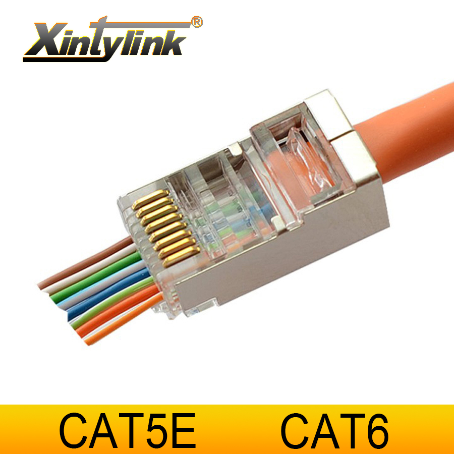 20PCS EZ rj45 connector cat6 rj45 plug 8p8c network stp cat6 shielded modular 
