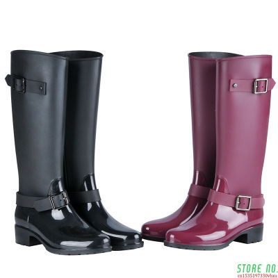 2022 New Fashion Women Shoes Punk Style Heel Riding Boots Zipper Shoes Knight Tall Boots Women Rain Boots Large Size 40 ► Photo 1/4