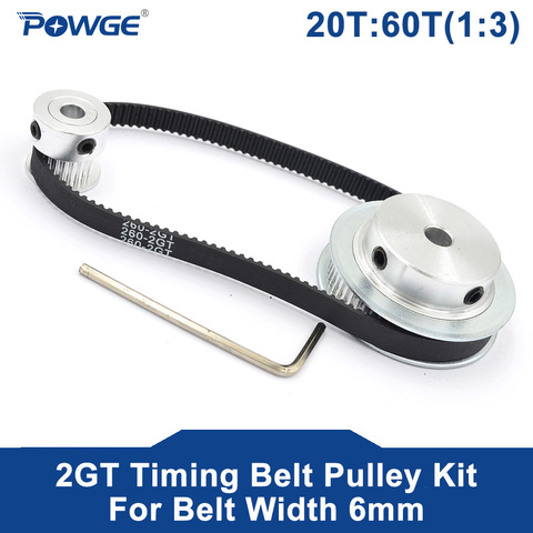 POWGE 2M/2GT 20Teeth 60Teeth Synchronous Timing Pulley bore 5-12mm Set 20T:60T 1:3 Speed Ratio for 260-2GT Belt width 6/9mm Kit ► Photo 1/6