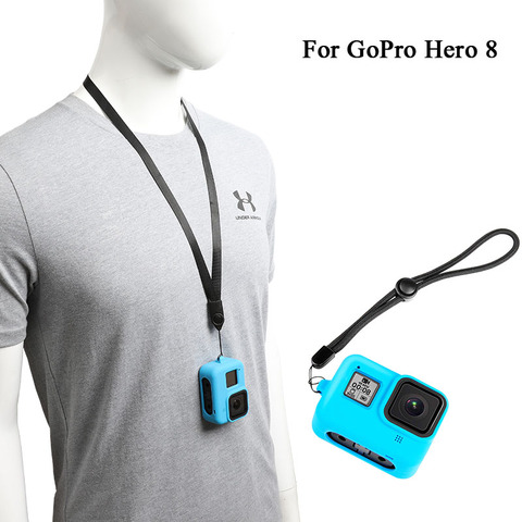 For Gopro 8 Silicone Cover Hero 8 Black Sport Camera Drop Protection Case with Lanyard Wrist Strap for go pro hero8 Accessories ► Photo 1/6