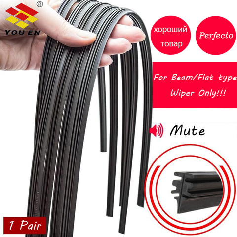 YOUEN 2Pcs/lot Universal AAA-Grade Auto Vehicle Insert Soft Rubber Strip Refill For Frameless Wiper Blades 6mm 32