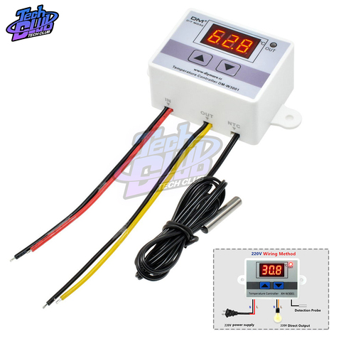 W3001 Digital LED Temperature Controller For Incubator Cooling Heating Switch Thermostat Waterproof Probe NTC Sensor DC 12V 24V ► Photo 1/6