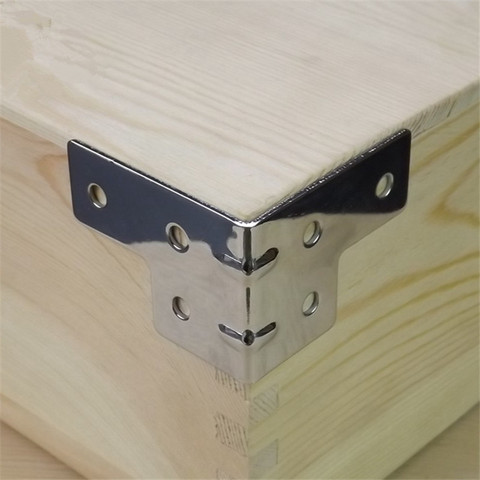 4pc Silver Style Iron Corner Brackets Wooden Case Metal Connector Corners Cover Box Angle Edge Protection Hardware Accessories ► Photo 1/6