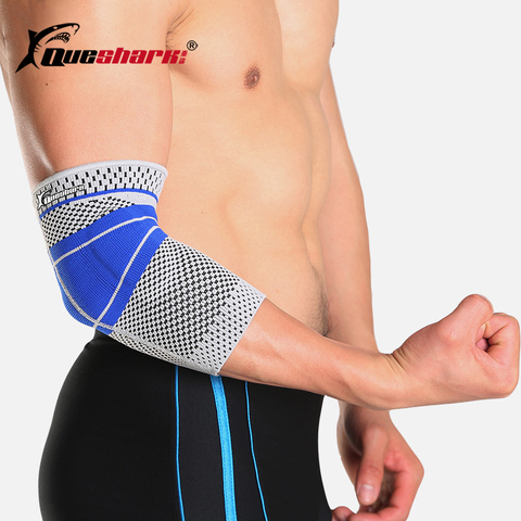 QUESHARK Silicone Elbow Pads Tennis Sports Baskeball Volleyball Elbow Support Pressure Arm Sleeve Crossfit Weightlifting Brace ► Photo 1/6