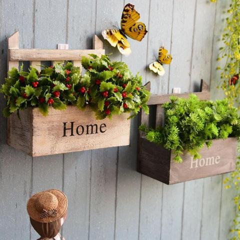 Wall-mounted Wooden Flower Basket Wall Hanging Flower Pot Fashionable Handmade Wooden Flower Basket for Home Decoration ► Photo 1/6