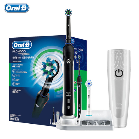 Oral B Pro 4000 Electric Rechargeable Toothbrush Ultrasonic 3D Smart Teeth Whitening Brush for Adult Stain Removal Waterproof ► Photo 1/6
