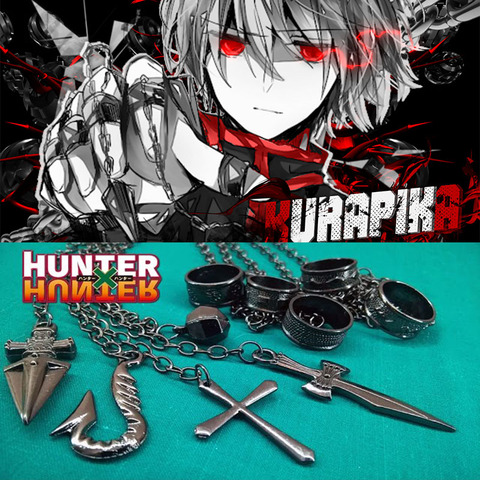 High QUALITY Cartoon Hunter X Hunter Kurapika Cosplay Costume Prop Metal Ring Accessories Alloy Fashion Pendant Chain Figerrings ► Photo 1/6