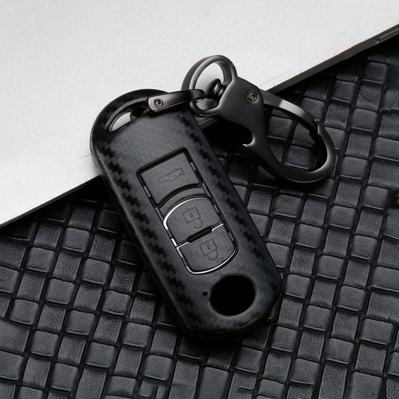 For Mazda 3 Axela 2017 Car Smart Fob Remote Key Case Cover Chain Holder Black 