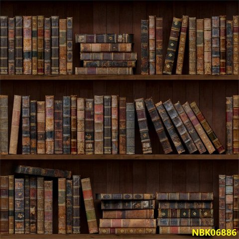 Bookshelf Bookcase School Study Library Books Wood Floor Photography  Backdrop Background 