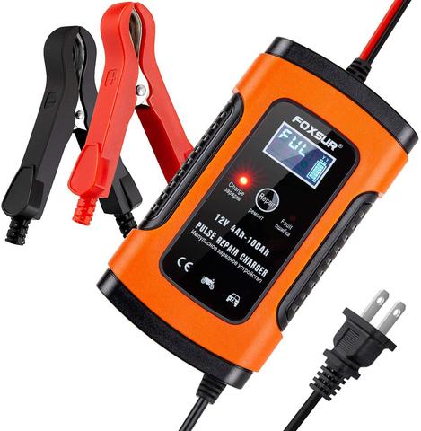 FOXSUR 12V 5A Automatic Smart Battery Charger Maintainer Car Motorcycle Scooter Deep Cycle AGM GEL VRLA LiFePo4  Battery Charger ► Photo 1/6