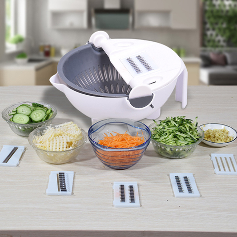 New 7 In 1 Multi-Functional Drain Basket Vegetable Cutter Shredders Slicer Potato Peeler Carrot Onion Grater Kitchen Accessories ► Photo 1/6