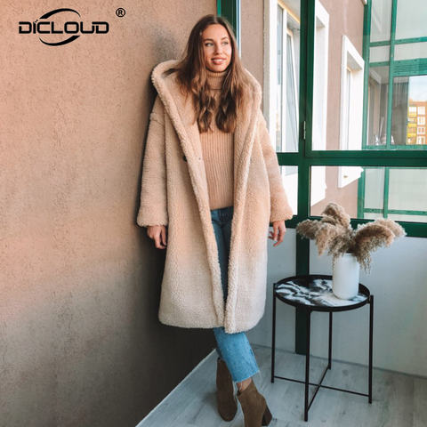 Trendy 2022 Winter Hooded Teddy Jacket Coat Women Plus Size Oversized Loose Faux Fur Coats Thick Warm Long Overcoat Fur Jackets ► Photo 1/6