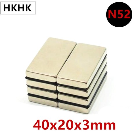 2-20PCS N52 40x20x3 mm Super Strong Sheet Rare Earth Magnet Thickness 3mm Block Rectangular Neodymium Magnets 40mm x 20mm x 3mm ► Photo 1/6