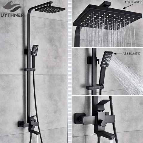 Uythner Bathroom Faucet Matte Black Rain Shower Bath Faucet Wall Mounted Bathtub Shower Mixer Tap Shower Faucet Shower Set Mixer ► Photo 1/6