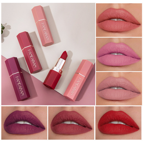 6 Colors Matte Waterproof Velvet Lipstick Sexy Red Brown Pigments Makeup Long Lasting Profissional Lipstick ► Photo 1/6