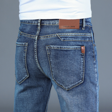 Spring Autumn 2022 Men's Smart Jeans Business Fashion Straight Regular Blue Stretch Denim Trousers Classic Men Plus Size 28-40 ► Photo 1/6