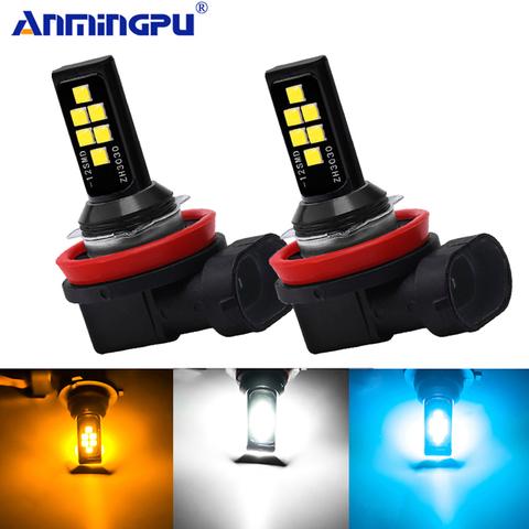 Anmingpu 2x Car Fog Lamp H11 Led Lamp H1 H3 Led H7 9005 HB3 9006 HB4 H9 H8 H27 Led Canbus Car Led Fog Light Bulb White Ice Blue ► Photo 1/6