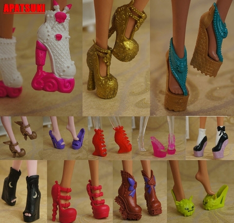 10pairs/lot Mix Style Doll Shoes High Heel Shoes For Monster High Dolls Sandals Shoes For 1/6 Monster Dolls Accessories Kids ► Photo 1/5