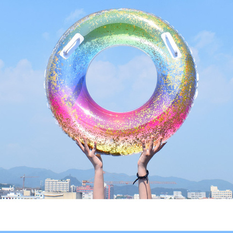 2022 Adult swimming ring sequins transparent color life buoy water inflatable adult and children swimming equipment Random color ► Photo 1/6