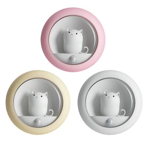 Creative Cat Smart LED Night Light PIR Motion Sensor USB Rechargeable Lamp Decor ► Photo 1/6