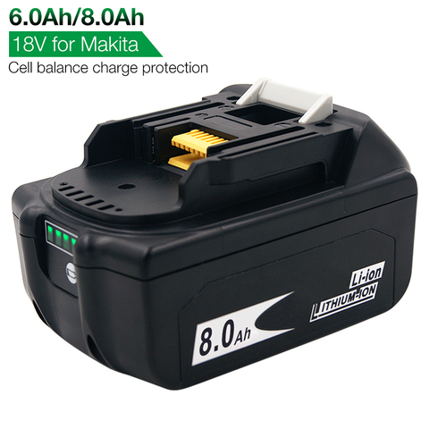 Newest 8.0Ah 6.0Ah BL1880B BL1860B Li ion Rechargealbe Battery for Makita 18V Cordless Power Tool LXT400 Cell Balance Protection ► Photo 1/6