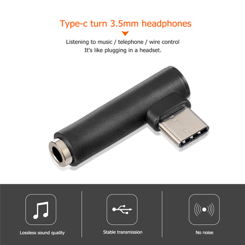 USB-C to 3.5mm Jack Earphone Headphone Adapter 90 Degree Type-C Male to 3.5mm Female Headset AUX Audio Cable Converter Connector ► Photo 1/6