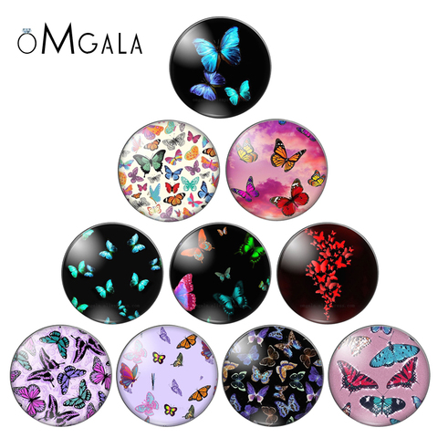 Beauty Butterfly Pattern Background 10pcs 12mm/14mm/16mm/18mm/20mm/25mm Round photo glass cabochon demo flat back Making finding ► Photo 1/6