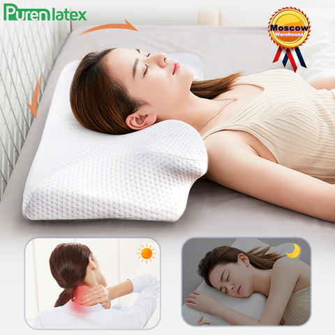 Purenlatex 2 Pcs Set Contour Orthopedic Memory Foam Cervical 14cm Pillow and Waist Pillow Set for Side Back Stomach Sleepers ► Photo 1/6