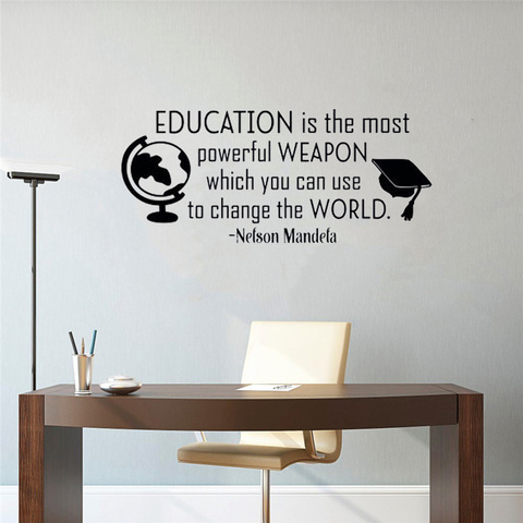 Inspirational Wall Decal Quote Education Is The Most Powerful Weapon Removable Vinyl Wall Decals for Classroom School Decor ► Photo 1/6