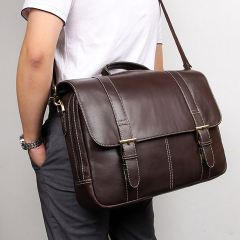 MAHEU Hight Quality Mens Briefcase Shoulder Bag Genuine Leather Handbags Formal Type Daily Commuter Bag for Man Real Cowskin Bag ► Photo 1/6