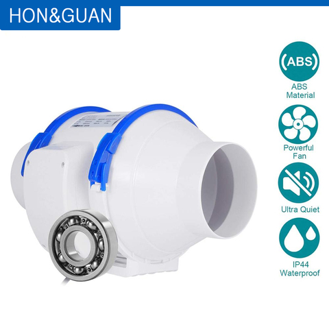 Hon&Guan Silent Inline Fan 4'' Air Ducting Extractor Ventilator for Bathroom Greenhouses Hydroponics Ventilation 110V Home Vent ► Photo 1/6