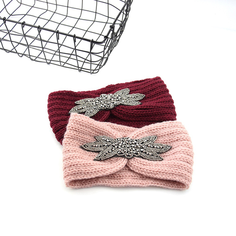 1Pcs Women Knitted Headbands Women Winter Warm Crochet Head Wrap Wide Hair handband with Accessories hair bands for lady ► Photo 1/6