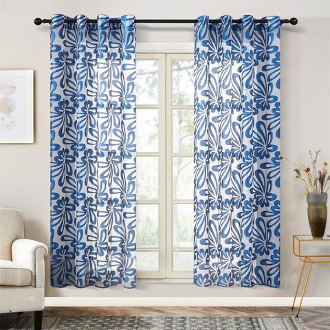 Review On Brown Luxury Geometric Tulle, Cobalt Blue Curtains For Kitchen