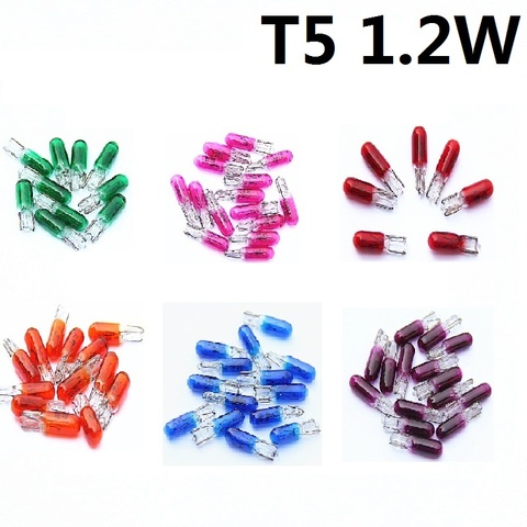 100Pcs 12V 1.2W T5 286 amber red green blue pink purple warm white Light Bulb Dashboard Instrument Panel Brake Light Bulbs ► Photo 1/6