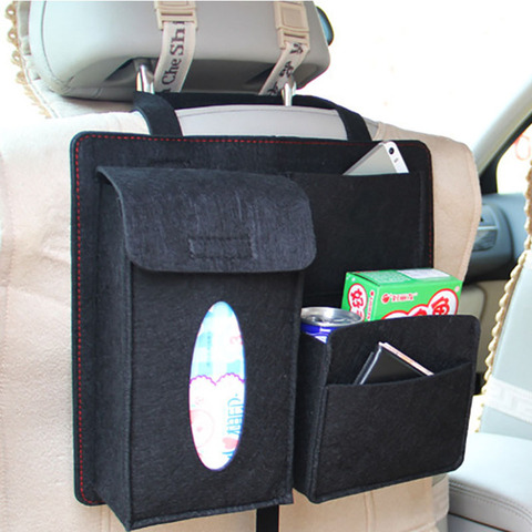 Car Back Seat Storage Bag Organizer Hanging Bag Paper Towel Mobile Phone Storage Felt Bag  Debris Organizer Accessories ► Photo 1/6